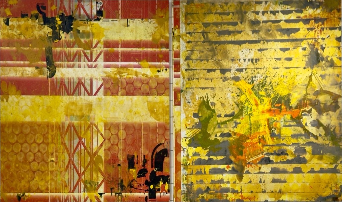 Fragments of Light Code - Mixed media on canvas by Eder Cetina, 2025, contemporary LA artist blending ancient geometry with street culture